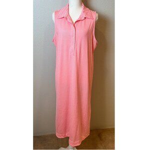 Vineyard Vines Pink and White Striped Sleeveless Midi Dress